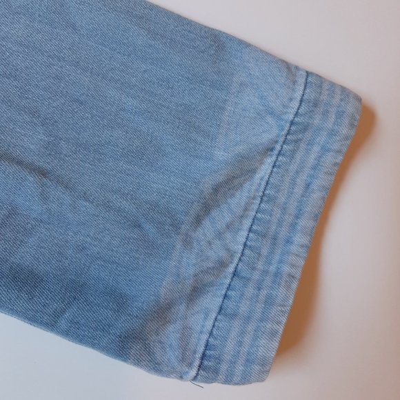 Cloth & Stone Flare Sleeve Faded Denim Cropped Wrap Top S - Picture 5 of 12